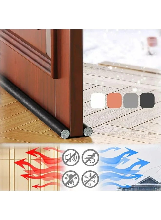 Under-door barrier to protect against dust, insects, cold air, and noise; removable under-door seal without drilling or screws; flexible double design in black to suit all doors - Image 3